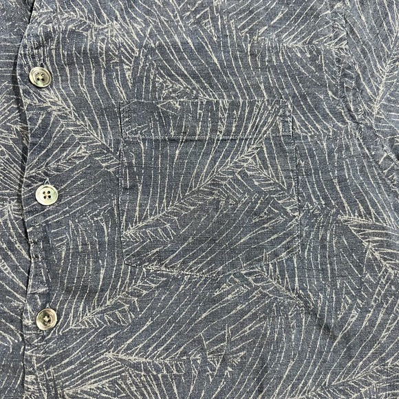 Todd Snyder Shirt Mens Medium Linen Camp Loop Collar Short Sleeve Button Up Blue - Picture 4 of 12